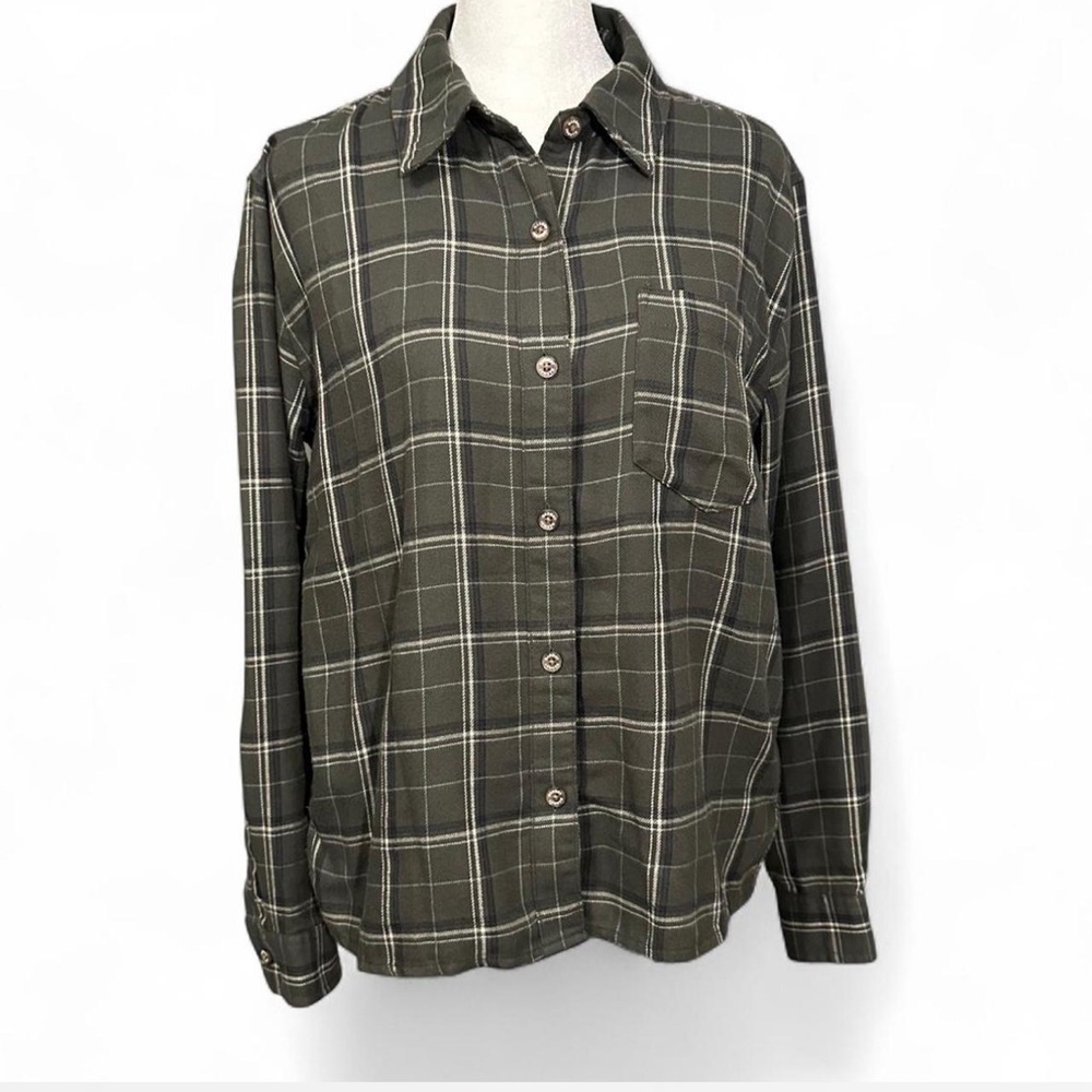 Marmot Mountain‎ Works Small Fairfax Boyfriend Green Plaid Flannel Shirt